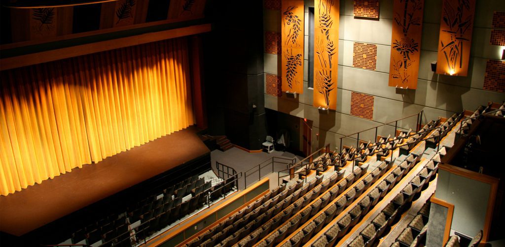 Interior of Palikū theatre facing stage from top of seating
